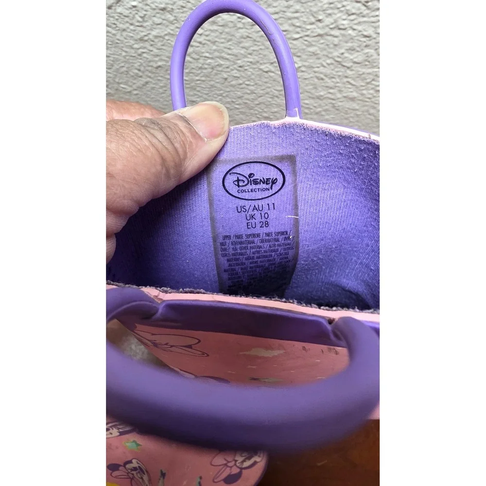 Disney Minnie Mouse‎ Rain Boots Girls Size 11 Pink Purple Waterproof Pull On